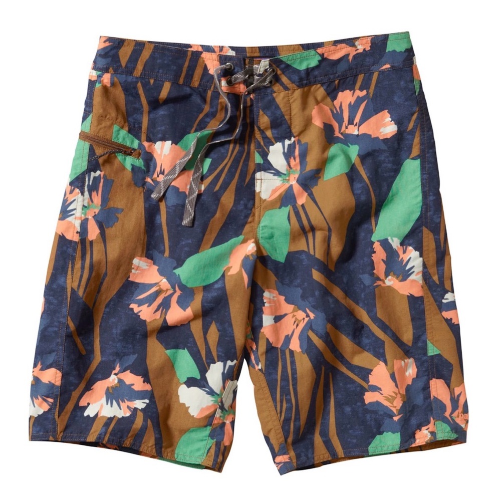 Patagonia Wavefarer Board Shorts Mens Size 30 Abstract Floral Blue Swim Trunks